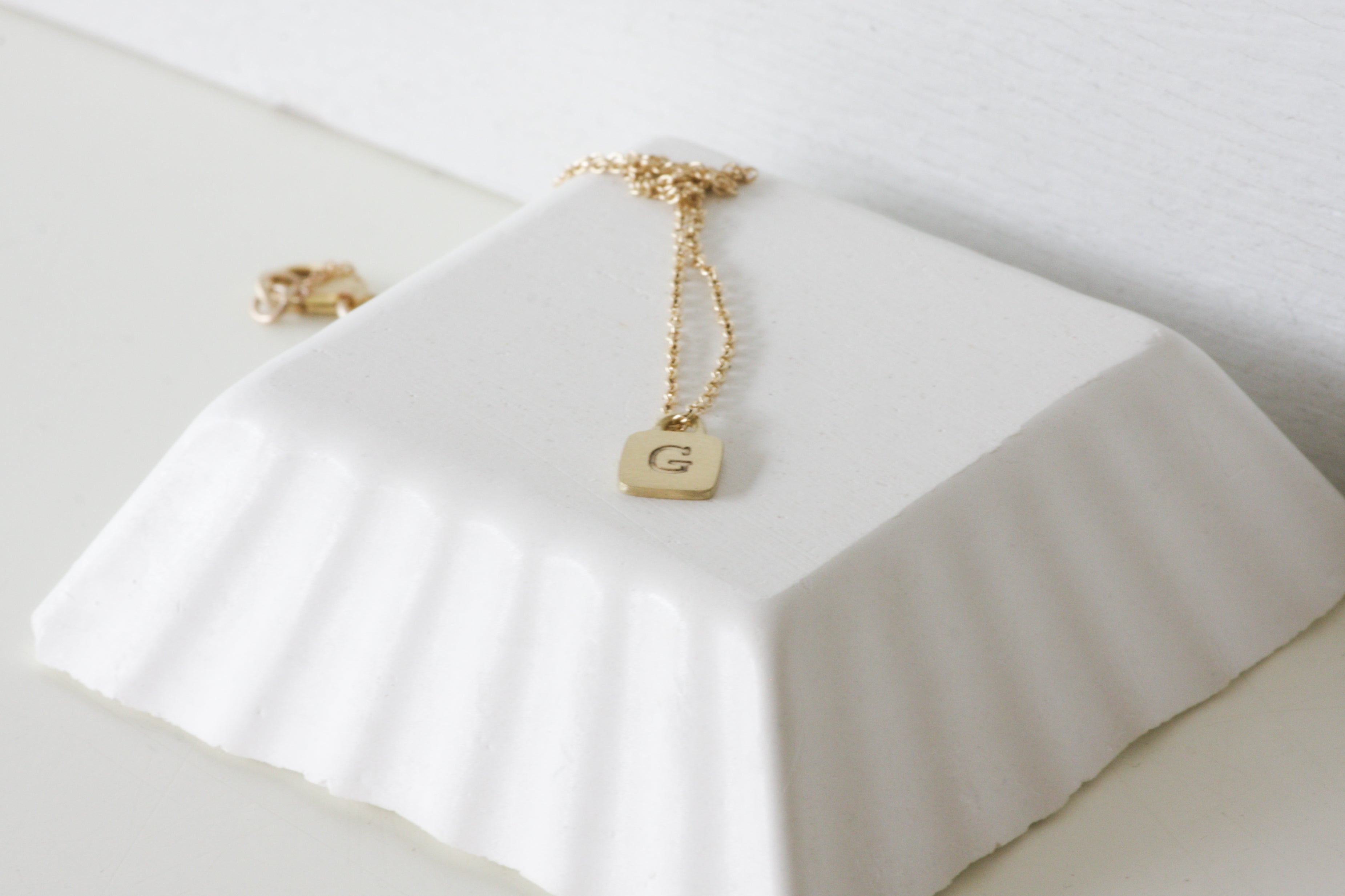 14K Solid Gold Initial Tiny Pendant