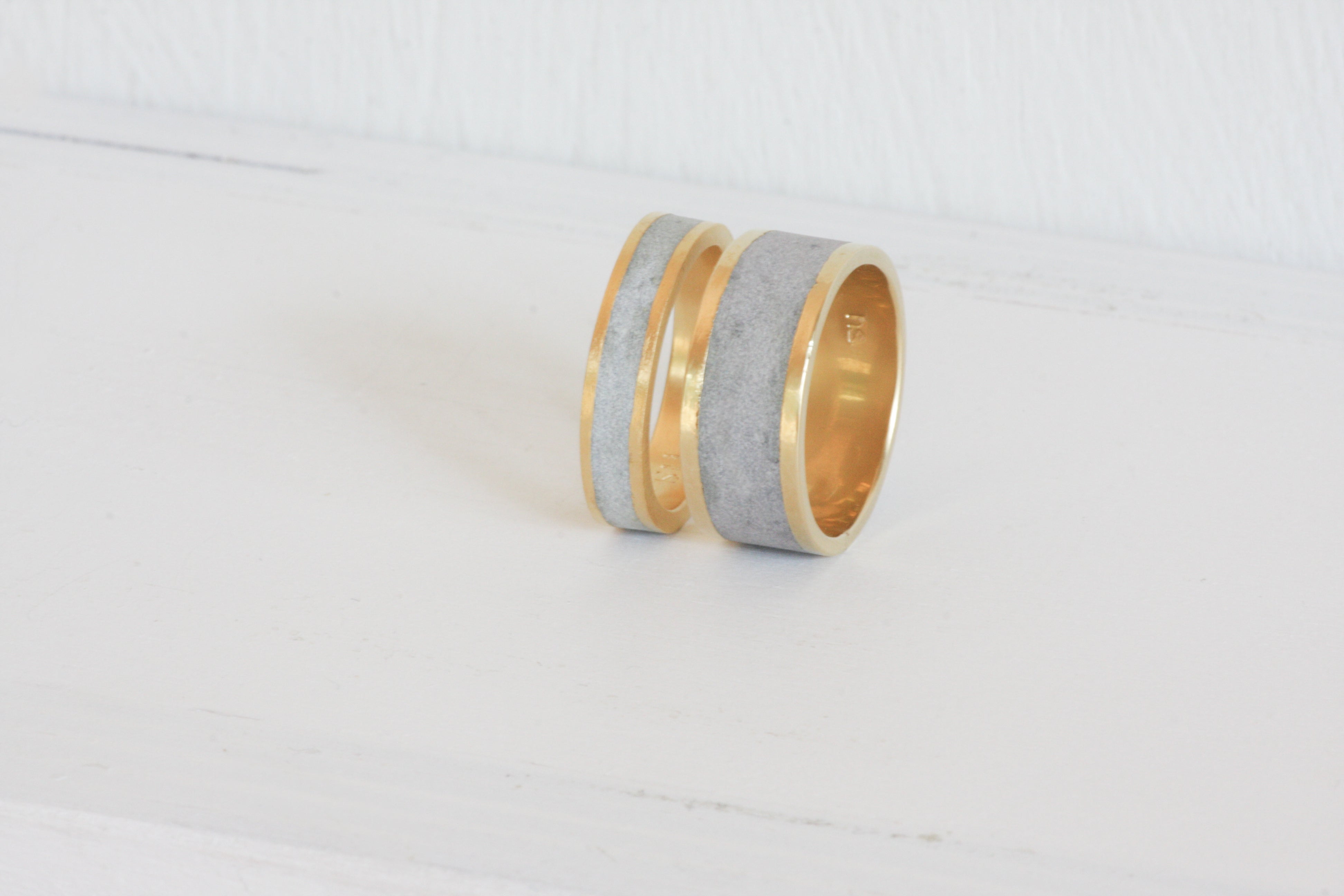 Wide Gold And Concrete Ring