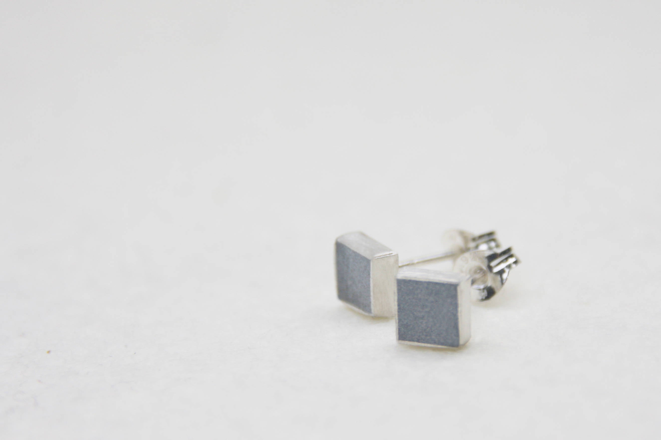 Modern geometric square concrete earrings posts - hs