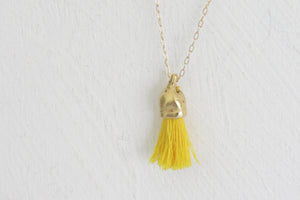 Gold necklace, Handmade unique necklace, organic necklace, Tassel necklace, Colorful necklace, Inspired by nature, Green and gold - hs
