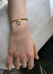 Square and Concrete Charm Bracelet / Modern Charm Bracelet / Boho Gold Beads Bracelet - hs