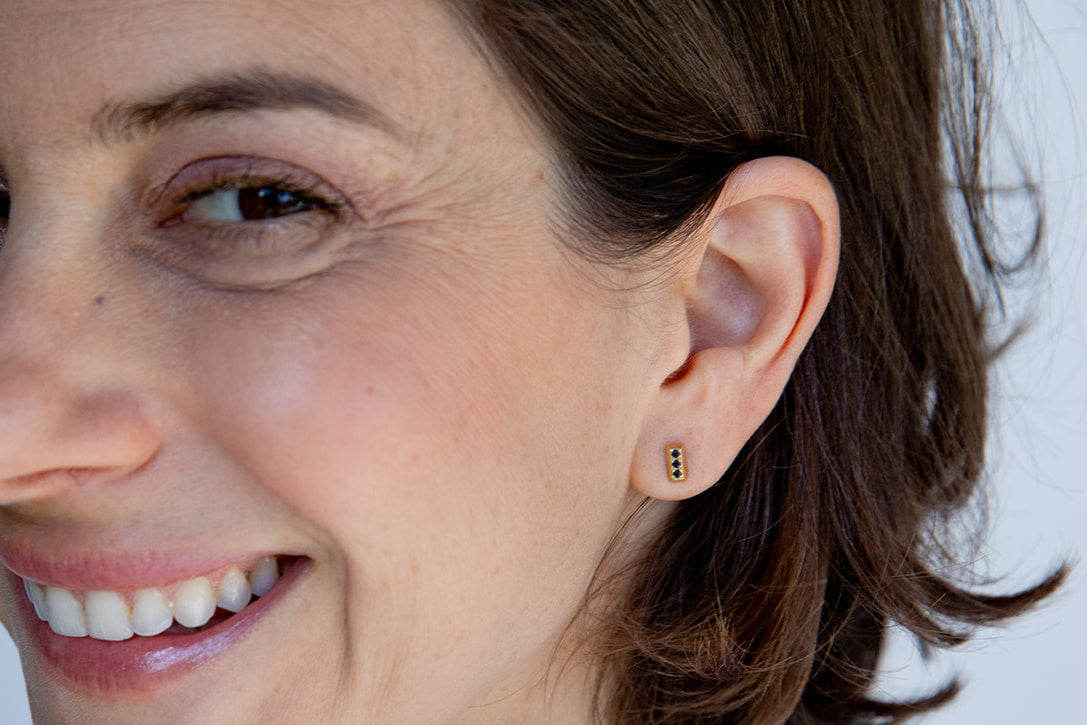 Gold Ingot Stud Earrings