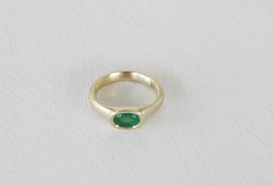 "Princess Crown" Gold & emerald Signet Ring