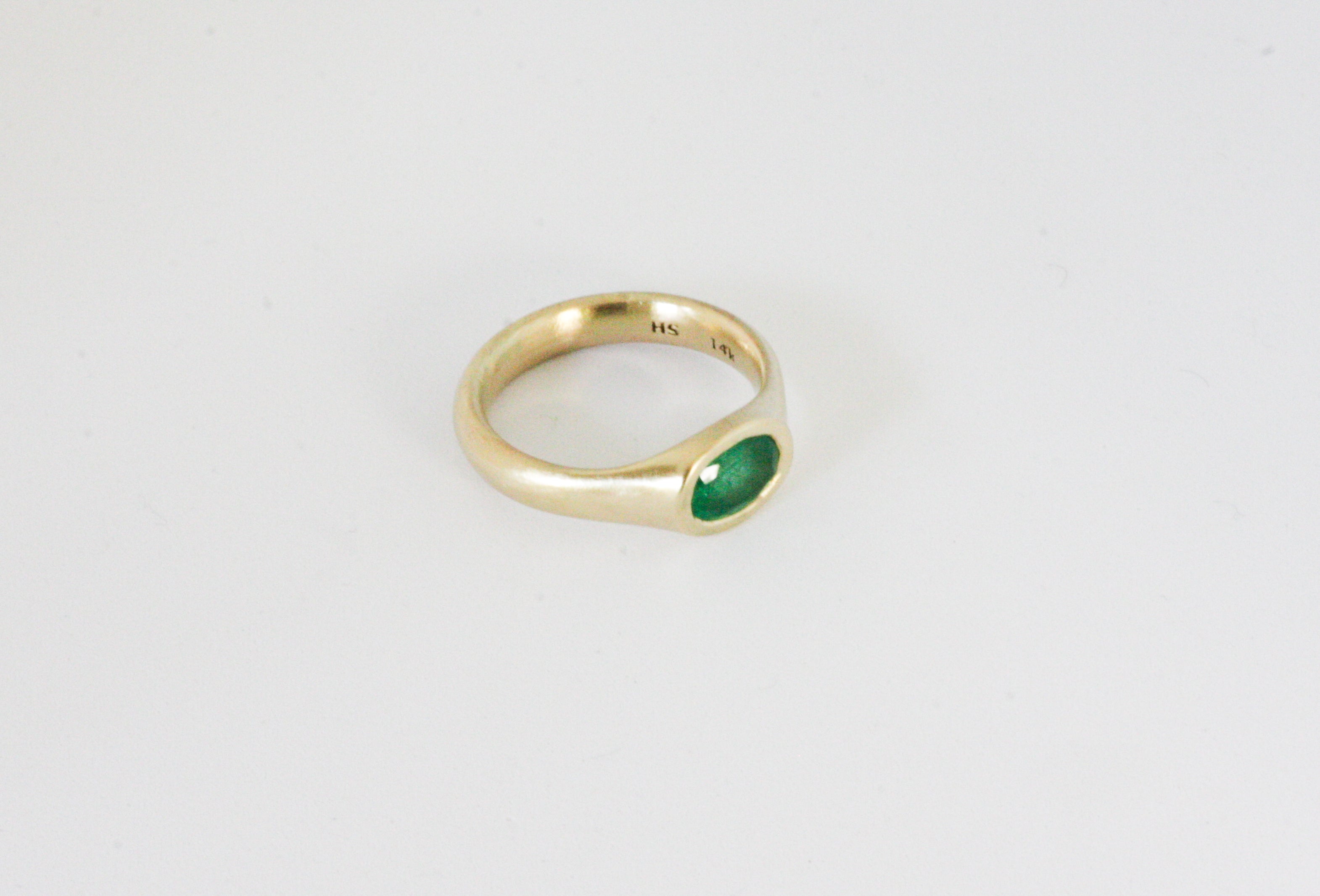 "Princess Crown" Gold & emerald Signet Ring