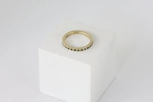 Half Eternity 14K Yellow Gold Ring Set With Black Diamonds