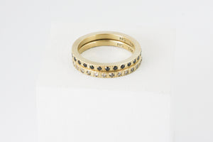 Half Eternity 14K Yellow Gold Ring Set With Black Diamonds