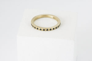 Half Eternity 14K Yellow Gold Ring Set With Black Diamonds