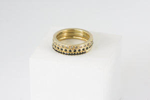 Half Eternity 14K Yellow Gold Ring Set With Black Diamonds