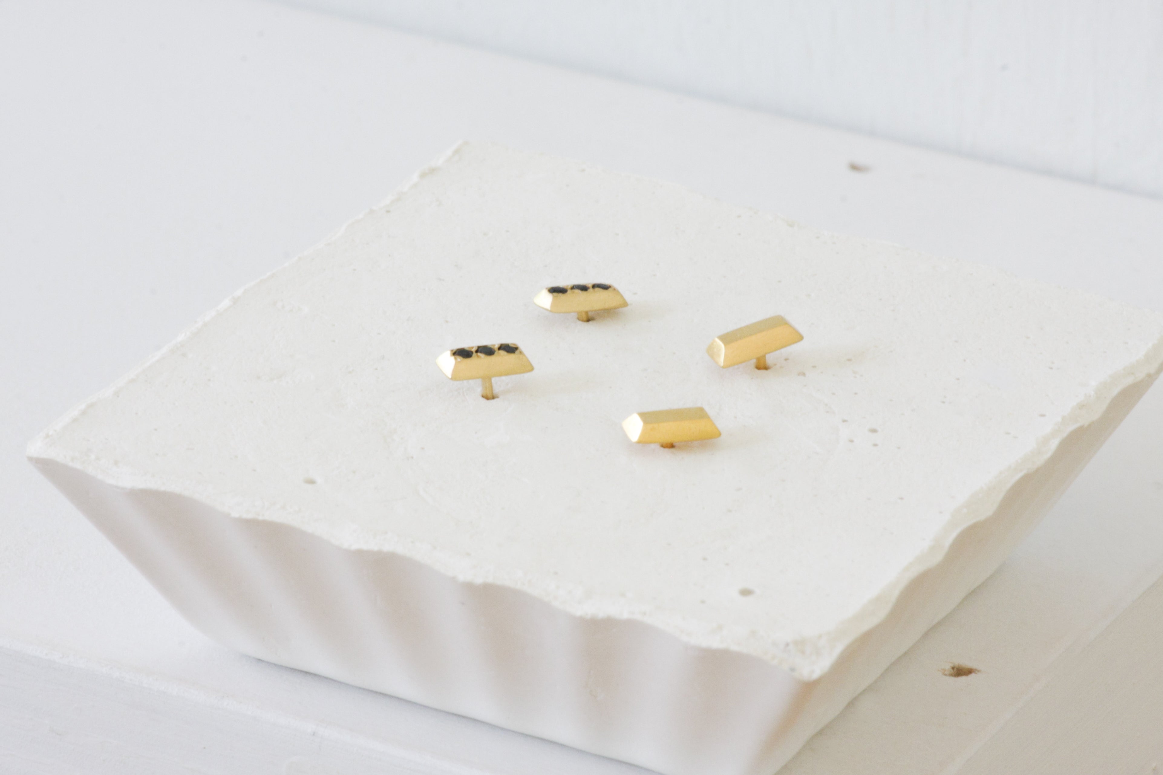 Gold Ingot Stud Earrings