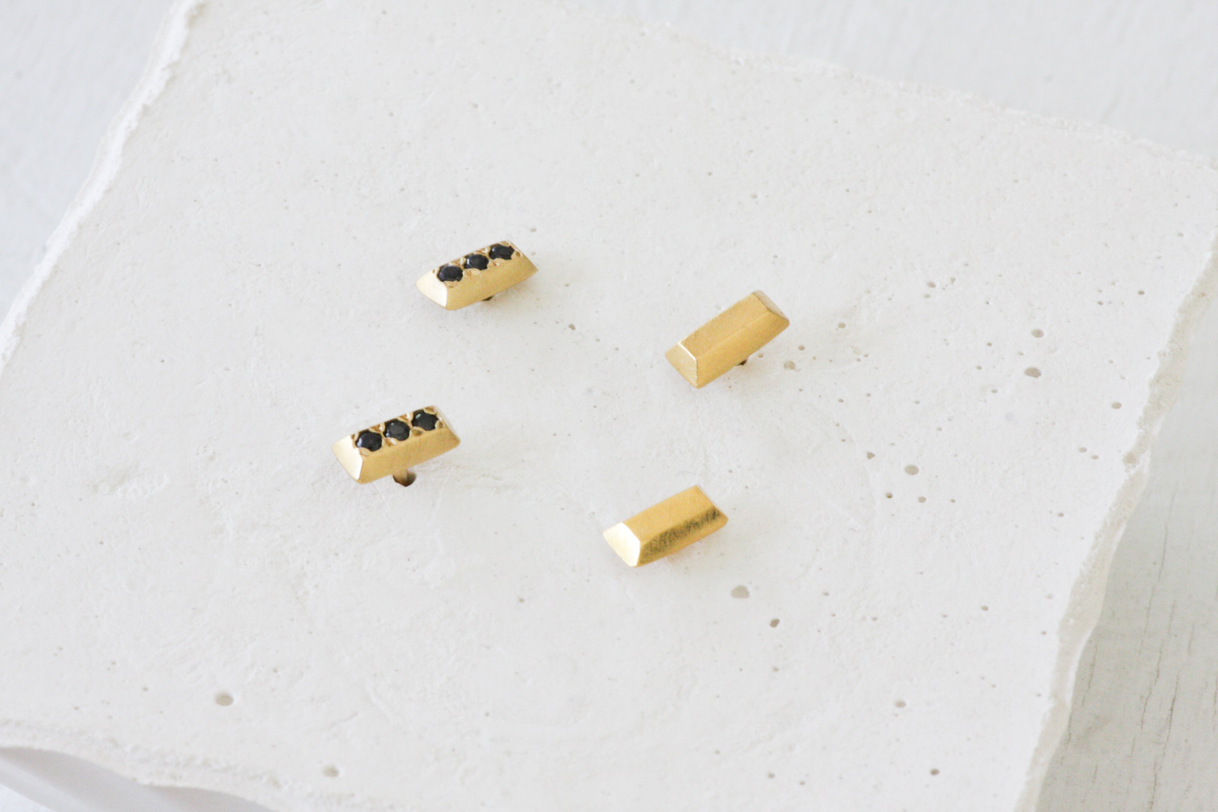Gold Ingot Stud Earrings
