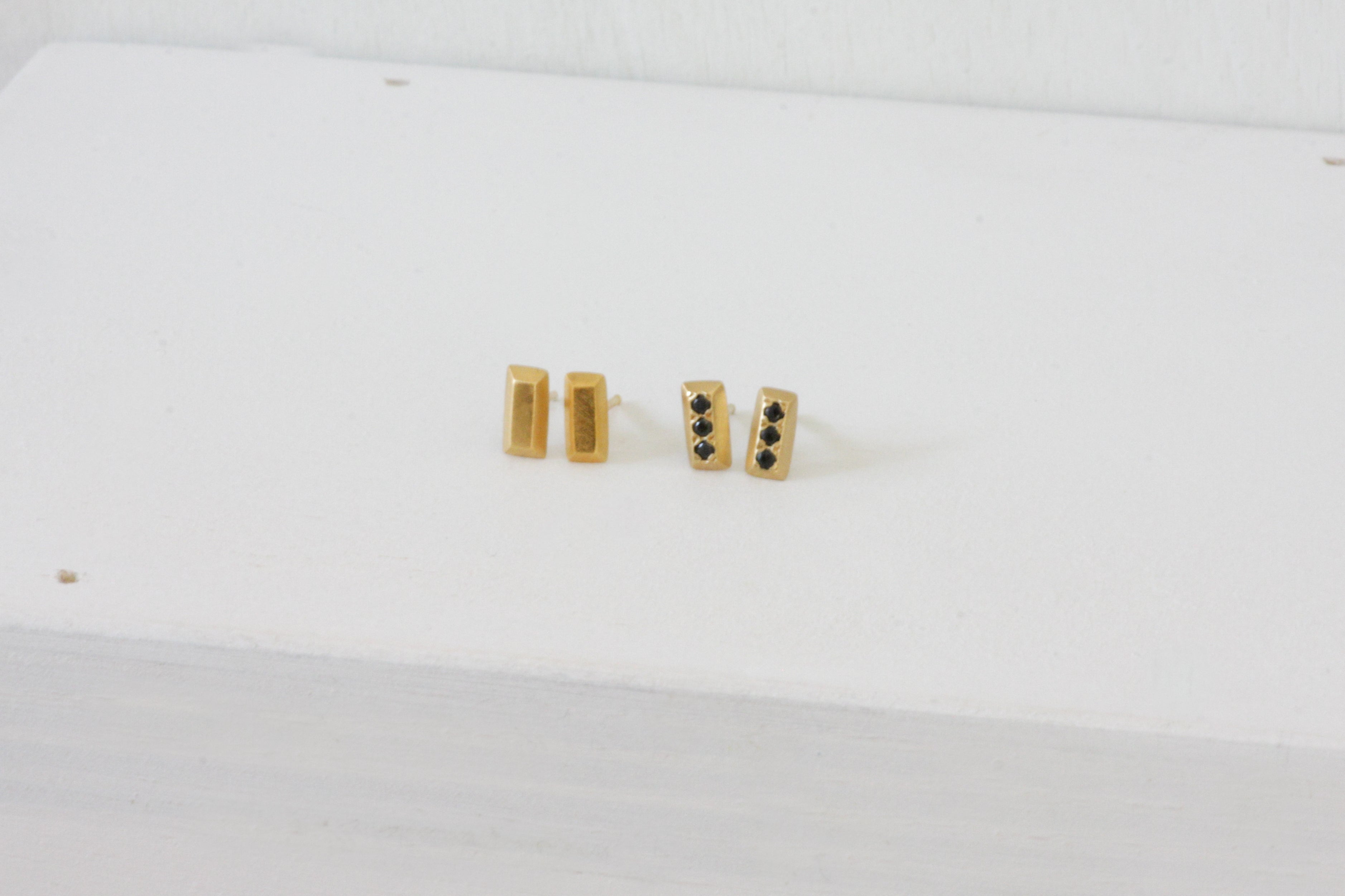 Gold Ingot Stud Earrings