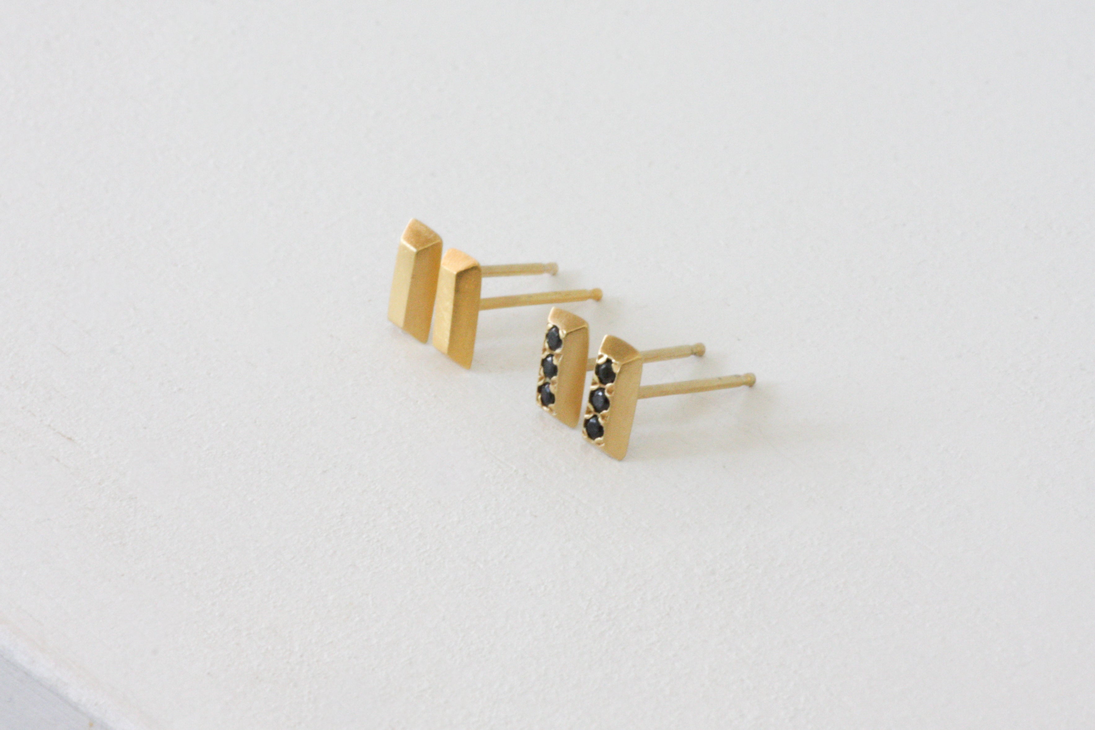 Gold Ingot Stud Earrings