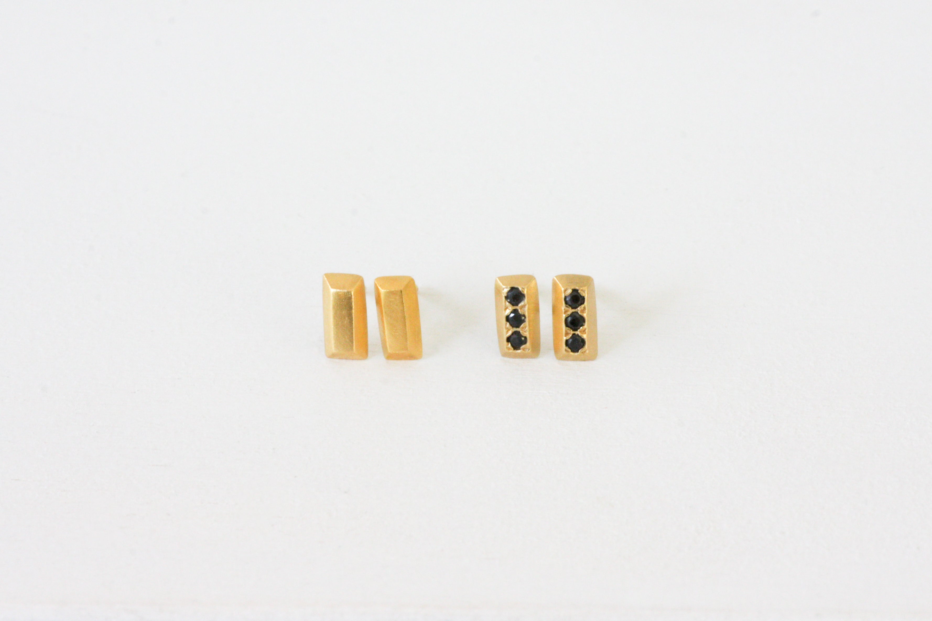 Gold Ingot Stud Earrings