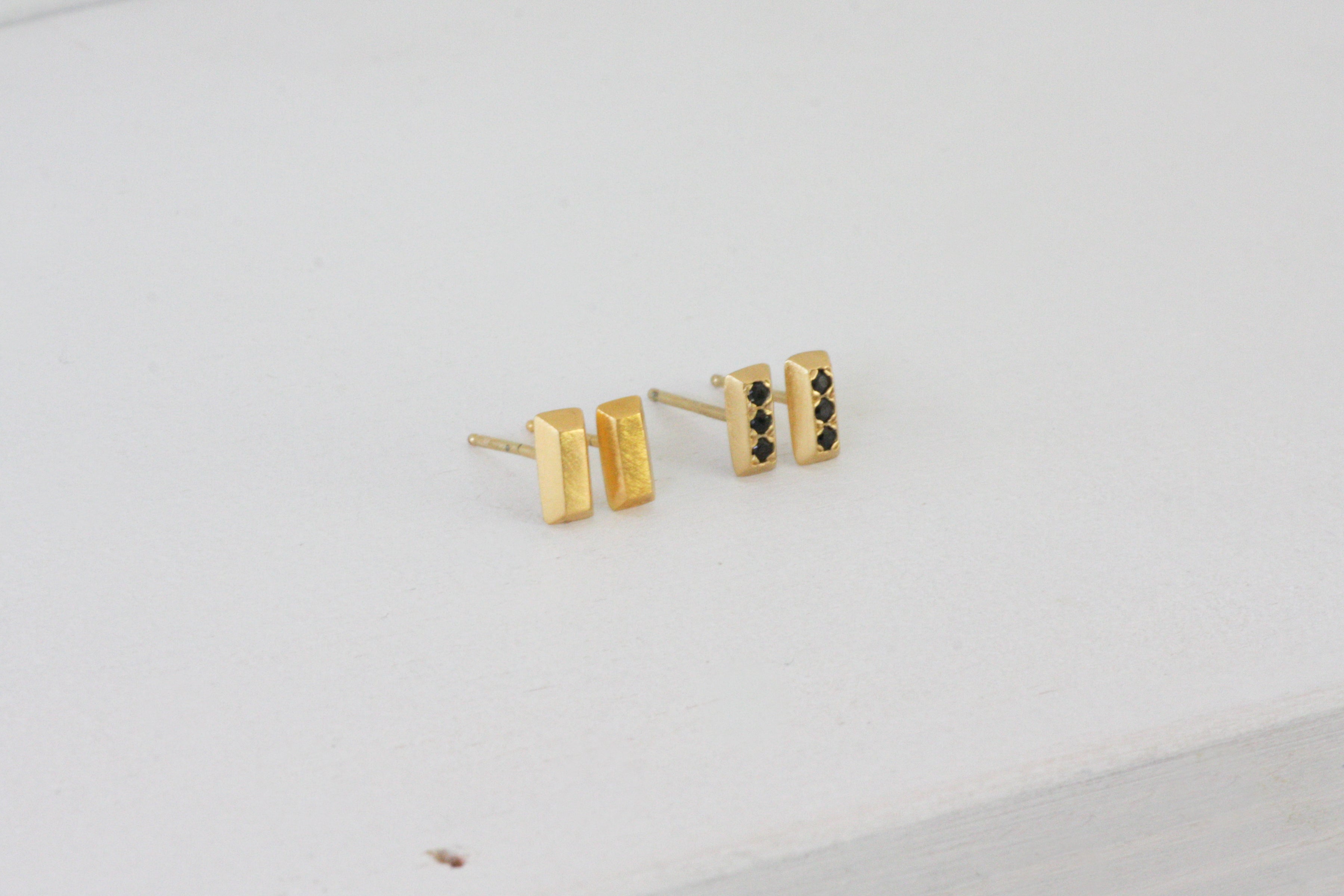 Gold Ingot Stud Earrings