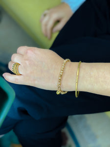 Solid Gold Bangle Bracelet Set With Diamonds