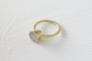 Gold and Concrete Cone Shape Ring - Size M