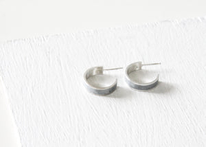 Minimalist Gold & Concrete Hoop Earrings - Size S