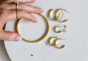 Minimalist Gold Plated And Concrete Bangle Bracelet By Hadas Shaham - hs