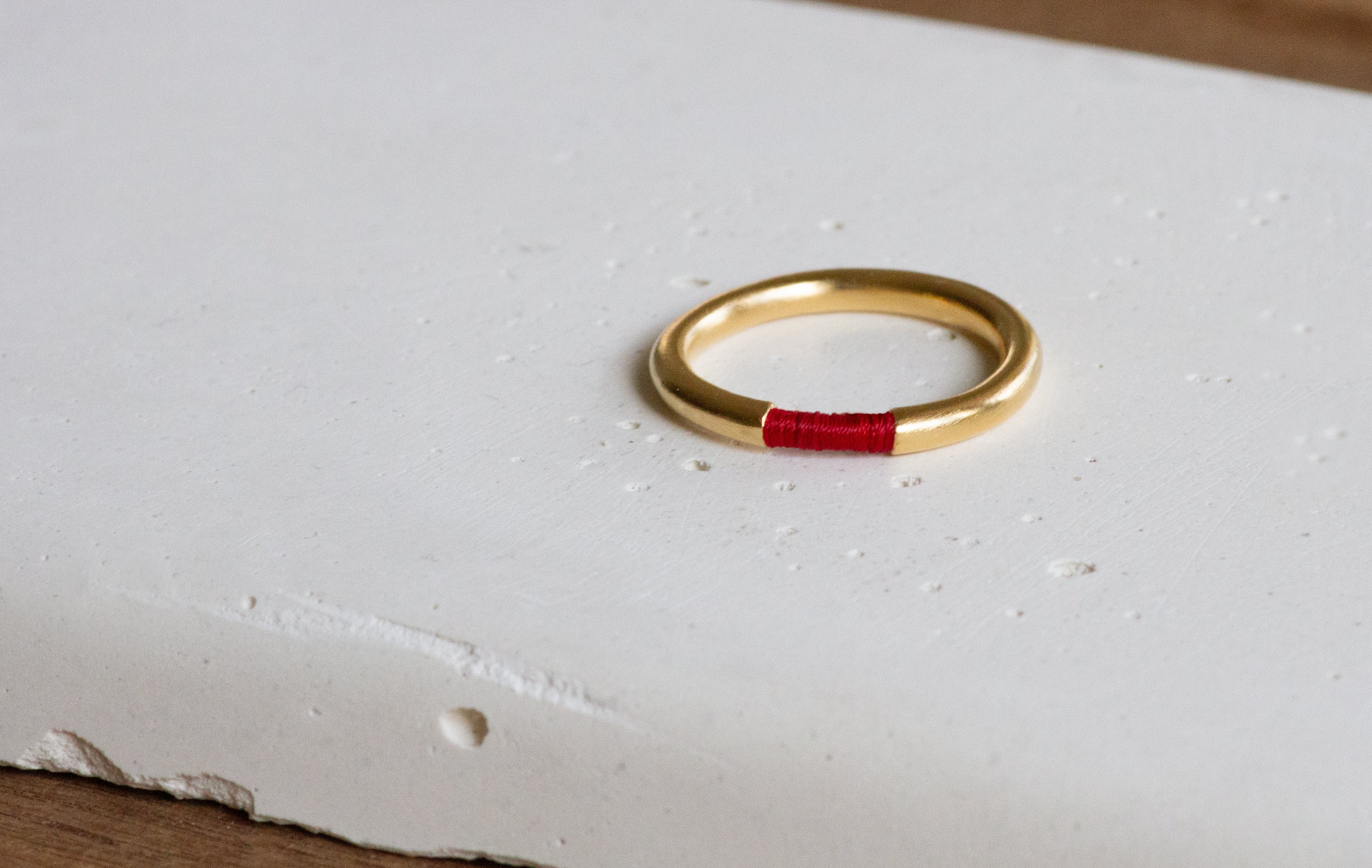 Thread Gold Rings Contemporary Gold & Red Threads Ring – HS