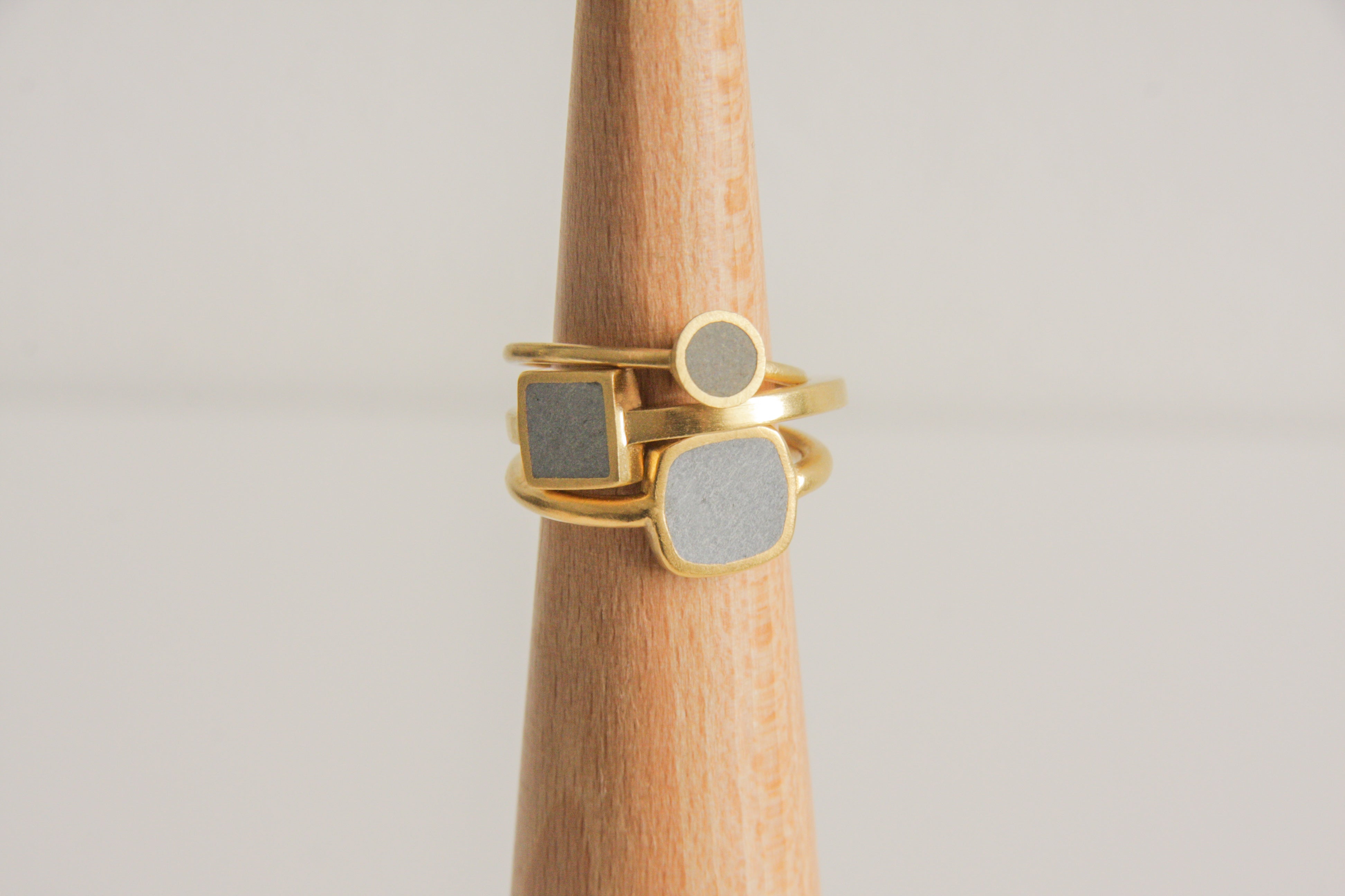 Solitaire Gold And Concrete Square Cushion Ring
