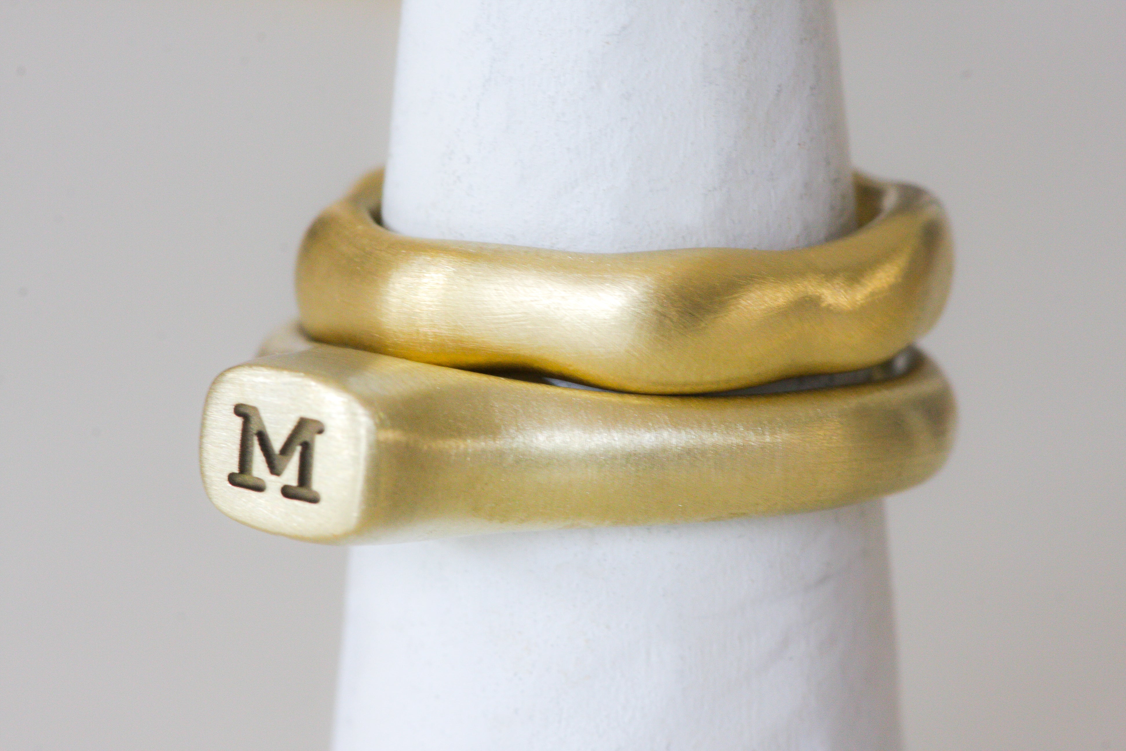 Crown Personalized Gold Initial Ring