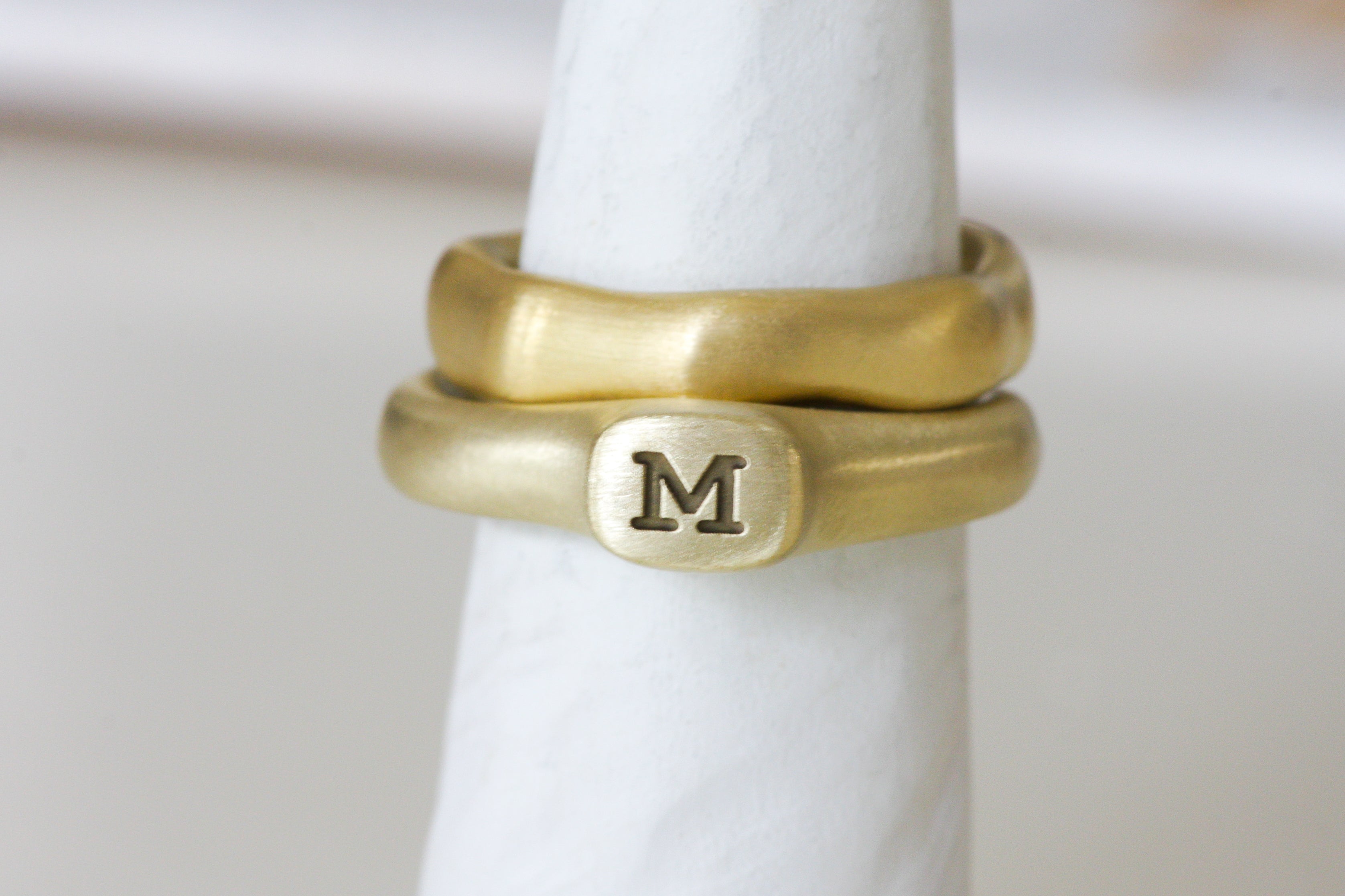 Crown Personalized Gold Initial Ring