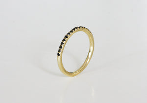 Half Eternity 14K Yellow Gold Ring Set With Black Diamonds