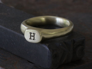 Initial Queen Crown Signet Ring