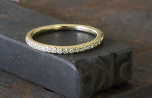 Half Eternity 14K Yellow Gold Ring Set With White Diamonds