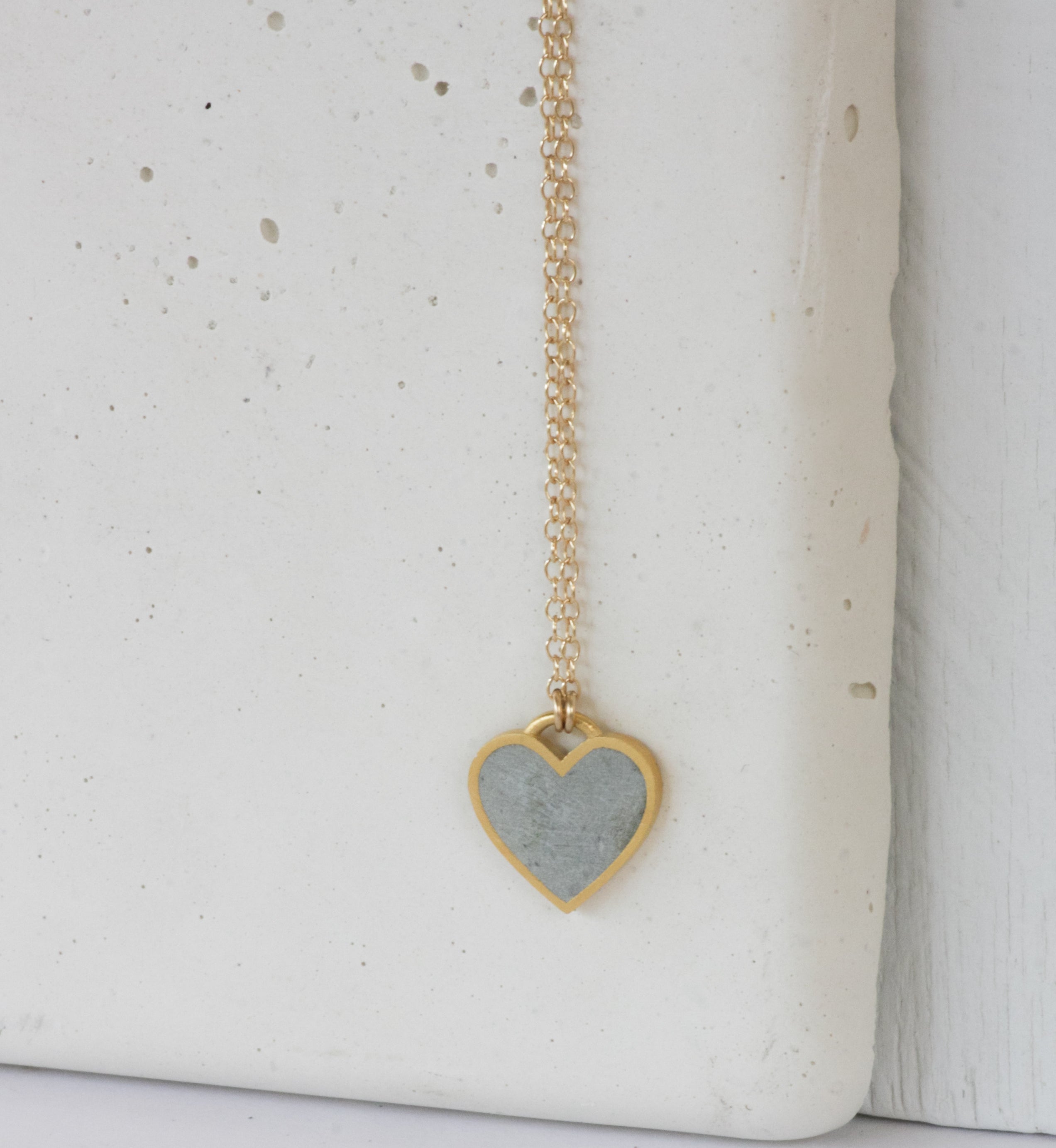 Gold & Concrete Heart Pendant