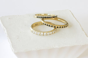 Half Eternity Yellow Gold Ring Set With Black Diamonds