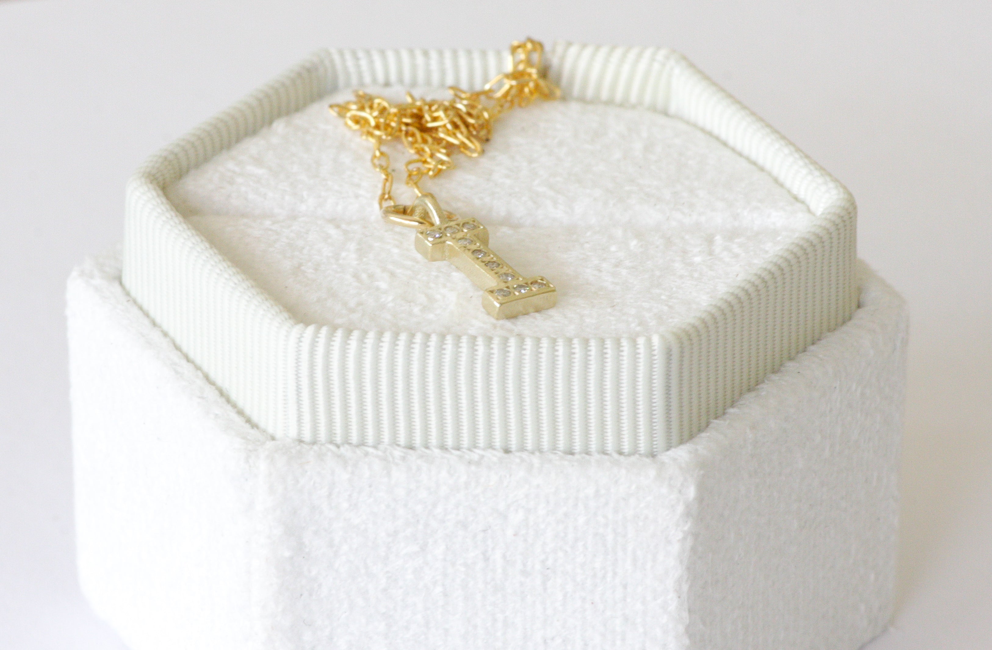 Solid Gold Initial Letter Pendant set with White Diamonds