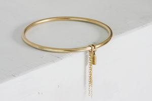 Solid Gold Bangle Bracelet with Charms