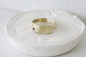 Gold Signet Band Set With Sapphires