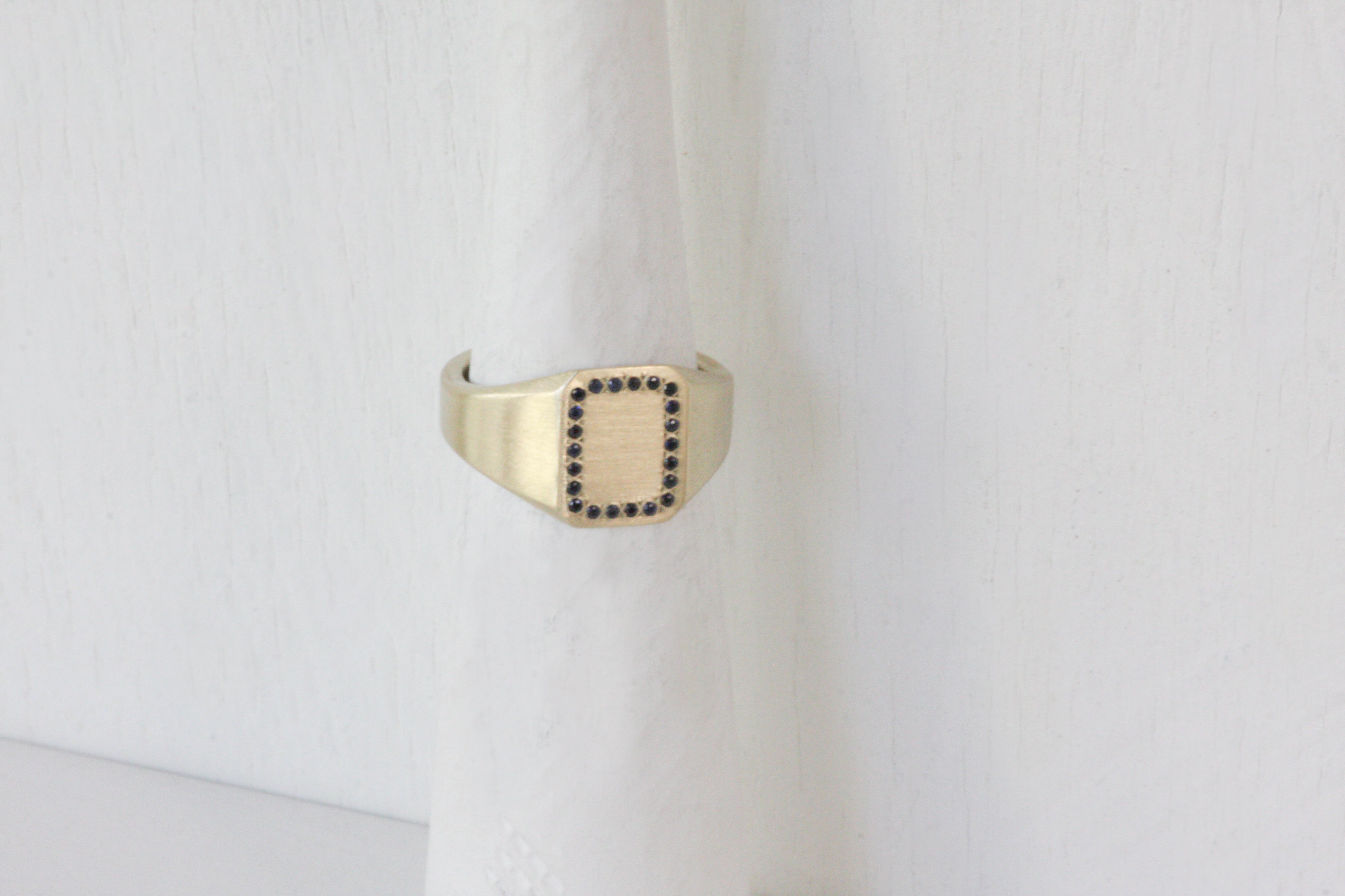 Gold Signet Statement Ring with Sapphires