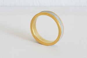 Contemporary 14K Solid Gold Narrow Modern Unisex Concrete Wedding Ring