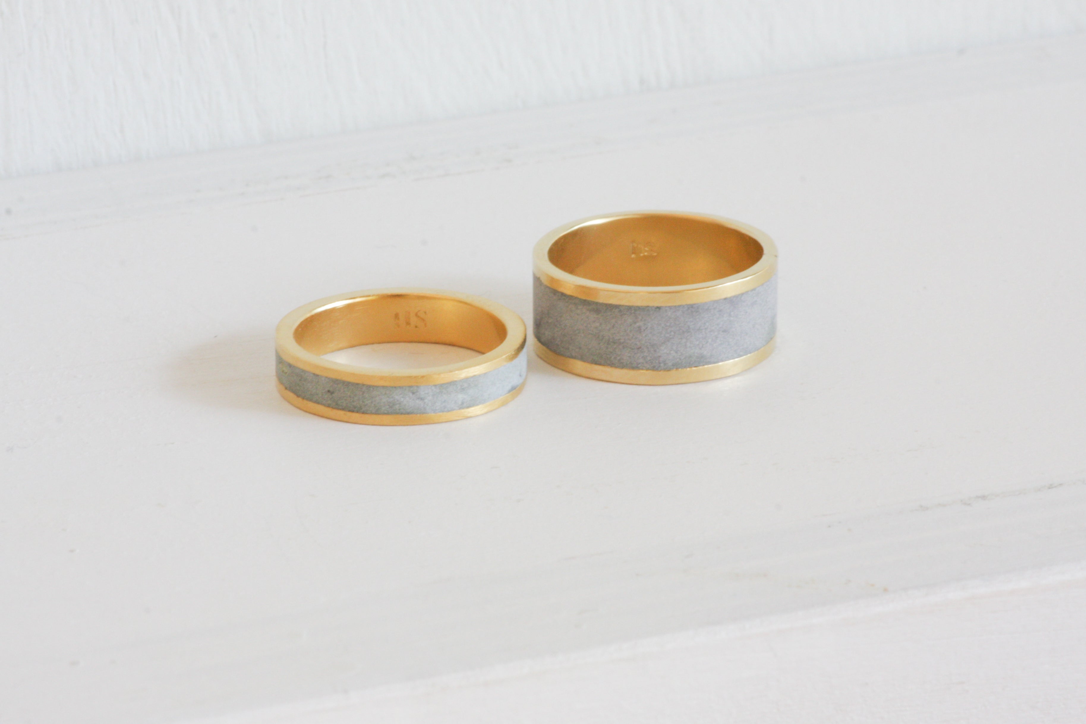Wide Gold And Concrete Ring