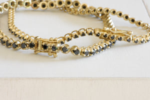 Gold Tennis Bracelet with Black Diamonds