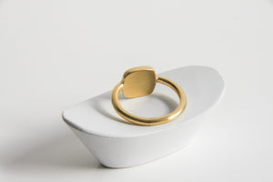 Solitaire Gold And Concrete Square Cushion Ring