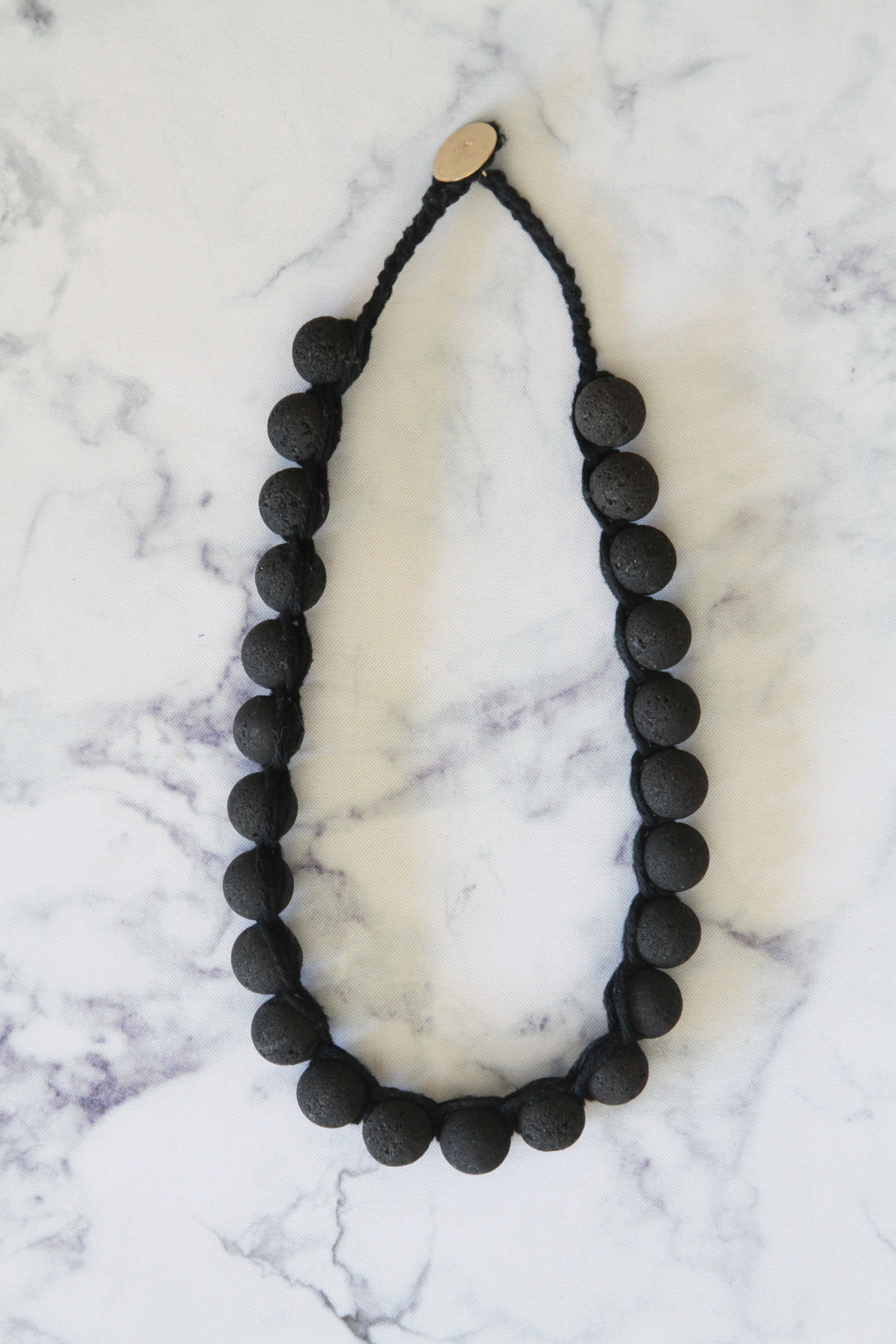 Rough knitted Black Lava Boho necklace