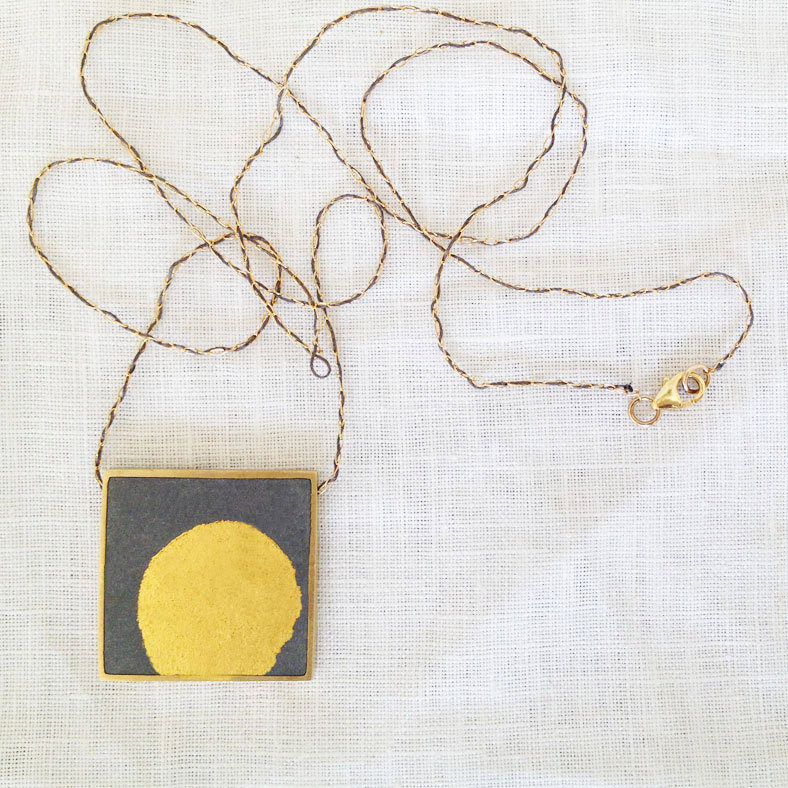 Statemante Square gold Leaf necklace - hs