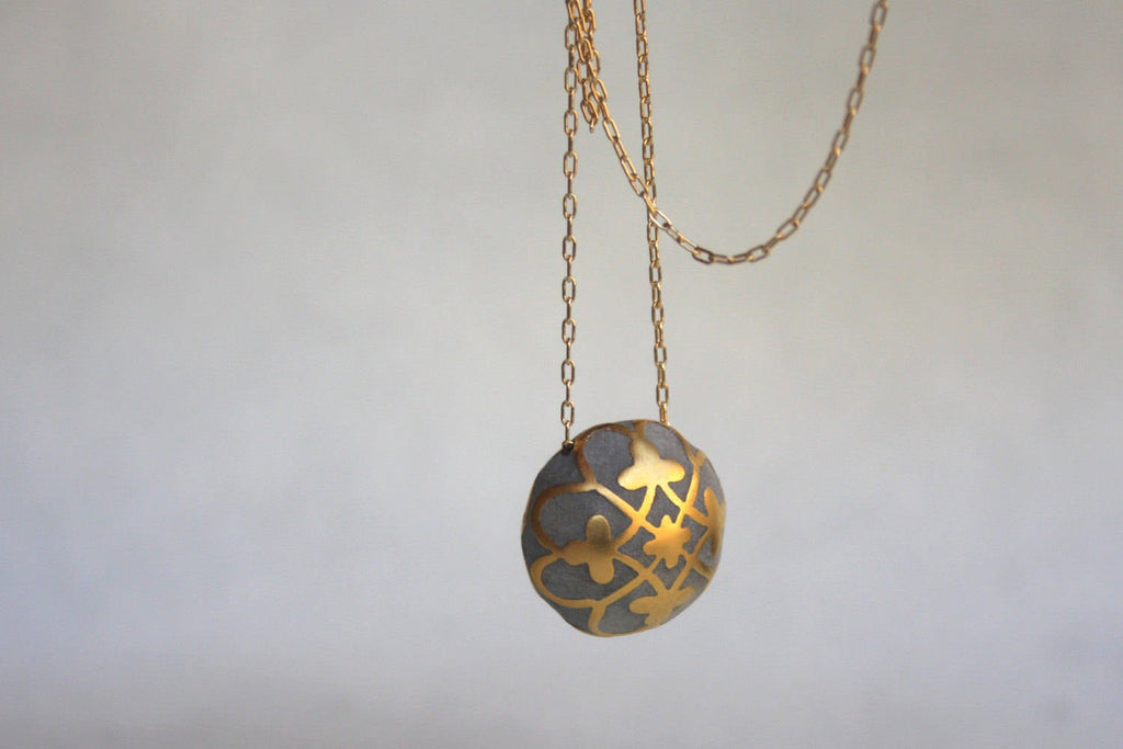 Gold & Concrete Decorative Ball Pendant - hs