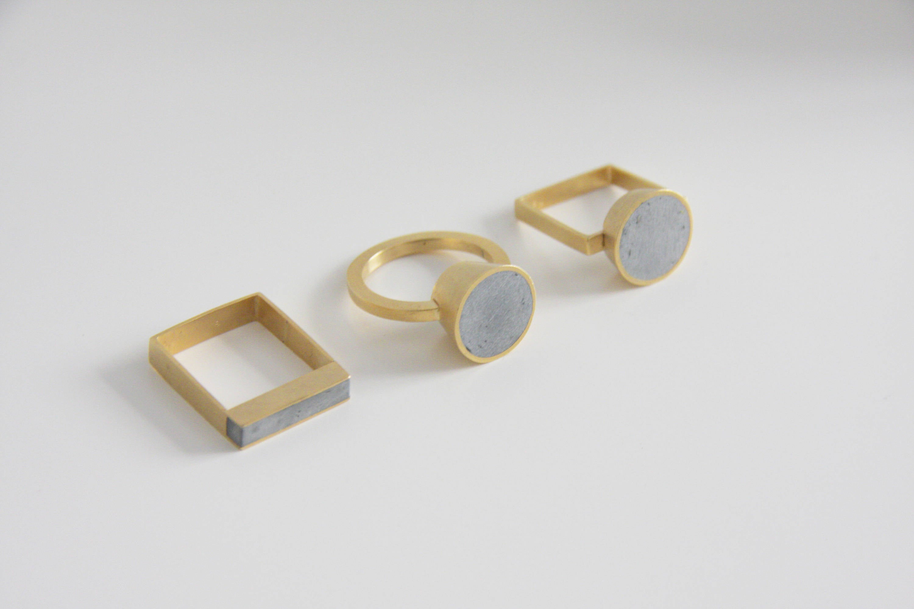Gold plated ring, Unique statement ring, concrete ring, Cone ring, concrete jewellery, Contemporary ring, modern ring, hand made ring - hs
