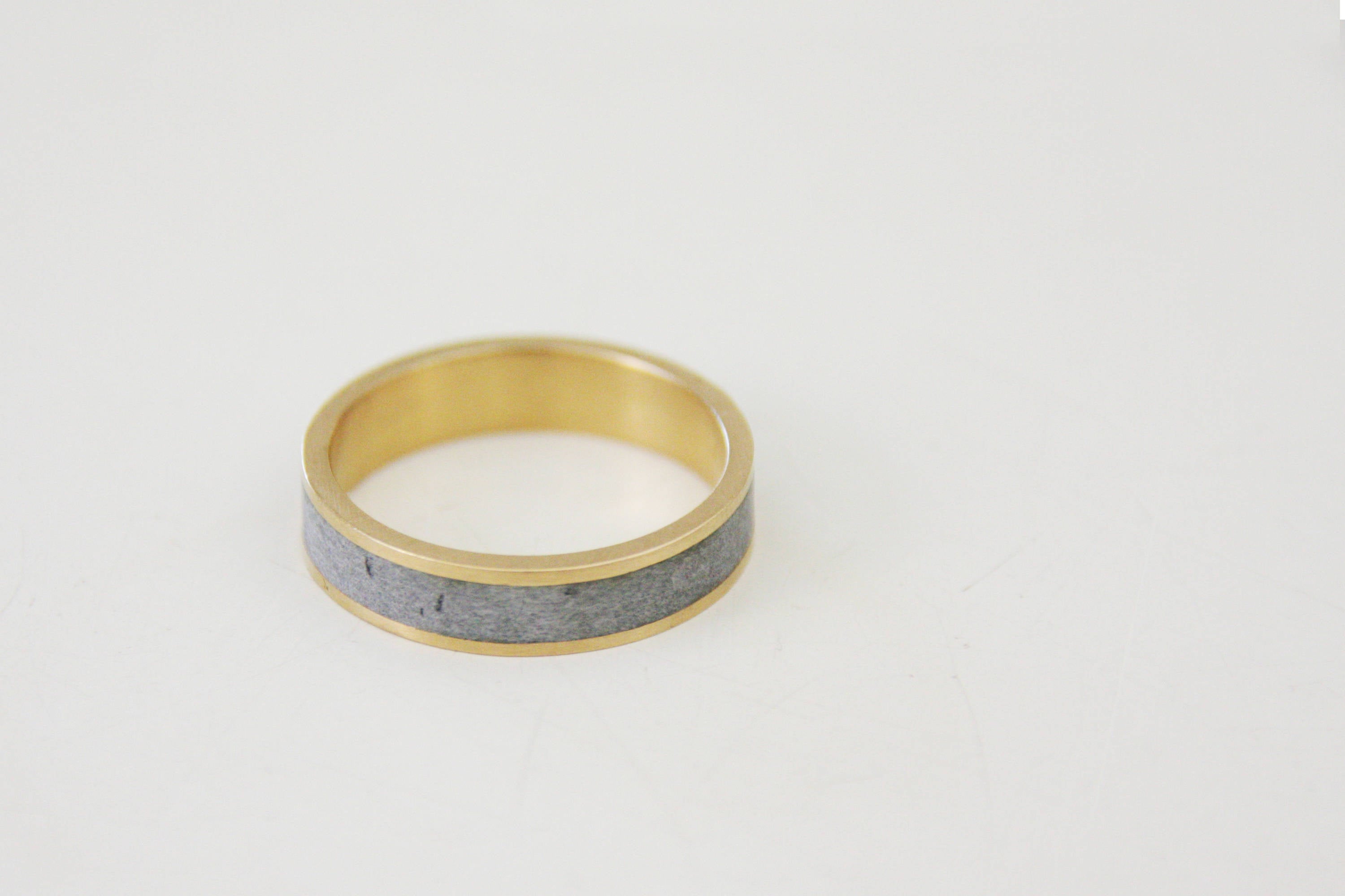 Silver and Concrete Unisex Wedding Band Ring - hs