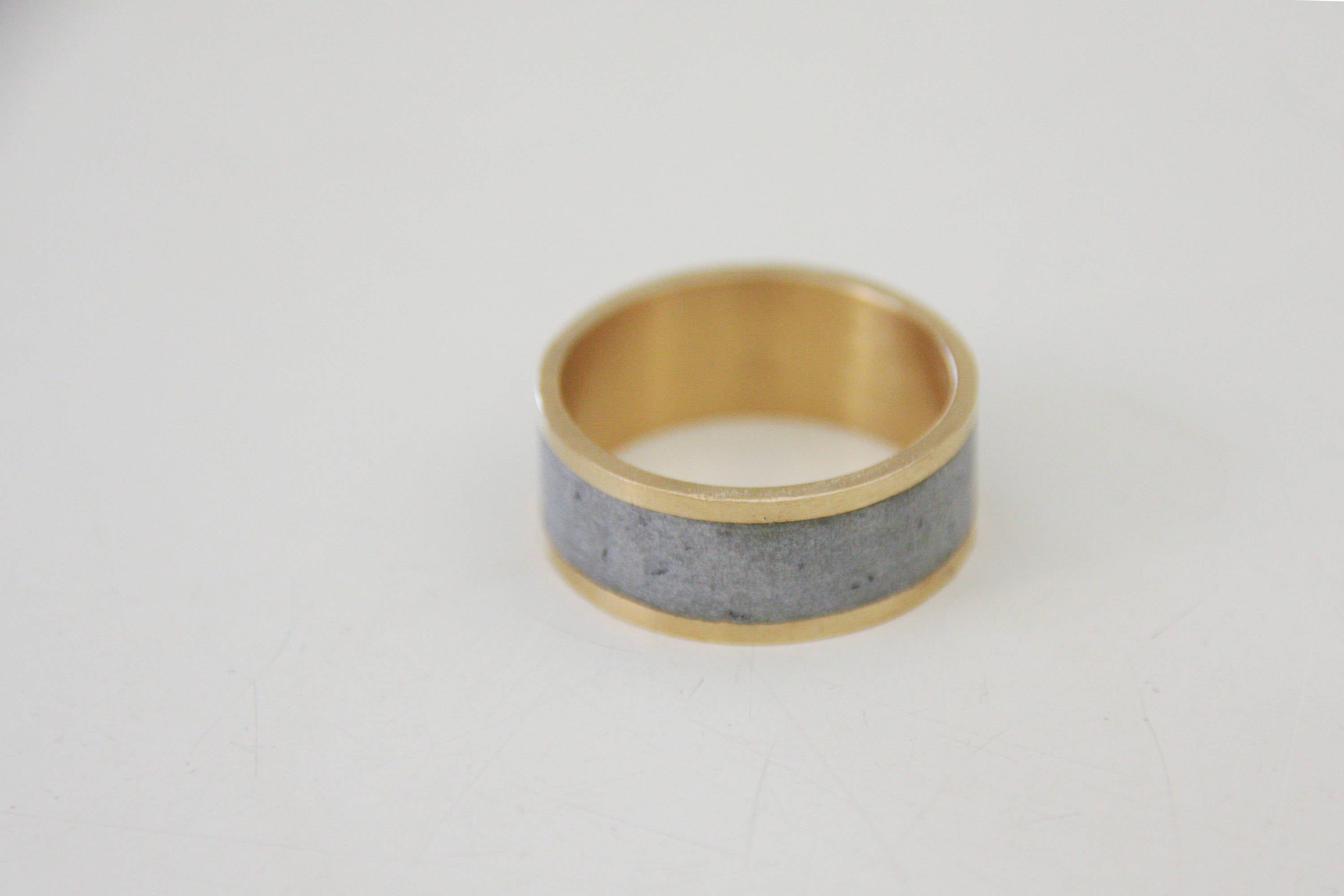 wedding band set, Couples Ring, wedding ring, unisex ring, concrete bands, Minimalist gold Ring, Contemporary ring, modern ring, unique ring - hs