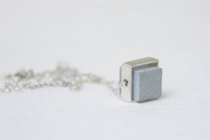 Concrete & Silver Cube pendant - hs
