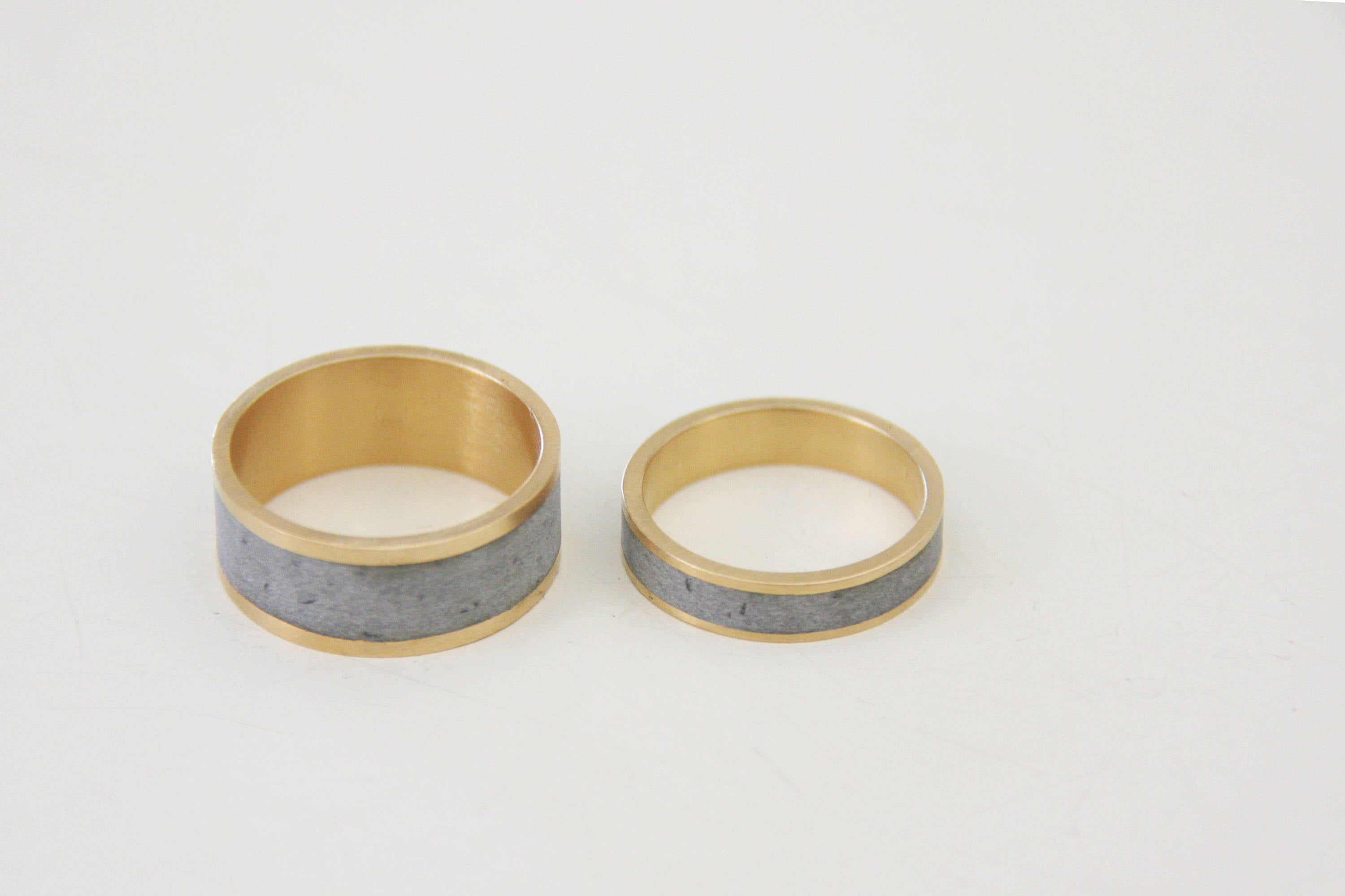 Couples Wedding Gold and Concrete bands - hs