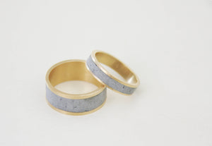 Couples Wedding Gold and Concrete bands - hs