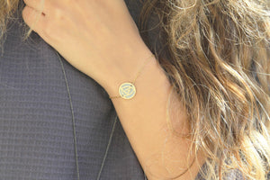Concrete charm bracelet, Handmade concrete bracelet, Gold charm bracelet, Gold plated bracelet, minimalist bracelet, Delicate bracelet - hs