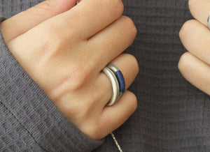 Silver Concrete Line Ring, Minimalist Band, Contemporary Silver Ring, Modern Ring Made By Hadas Shaham - hs